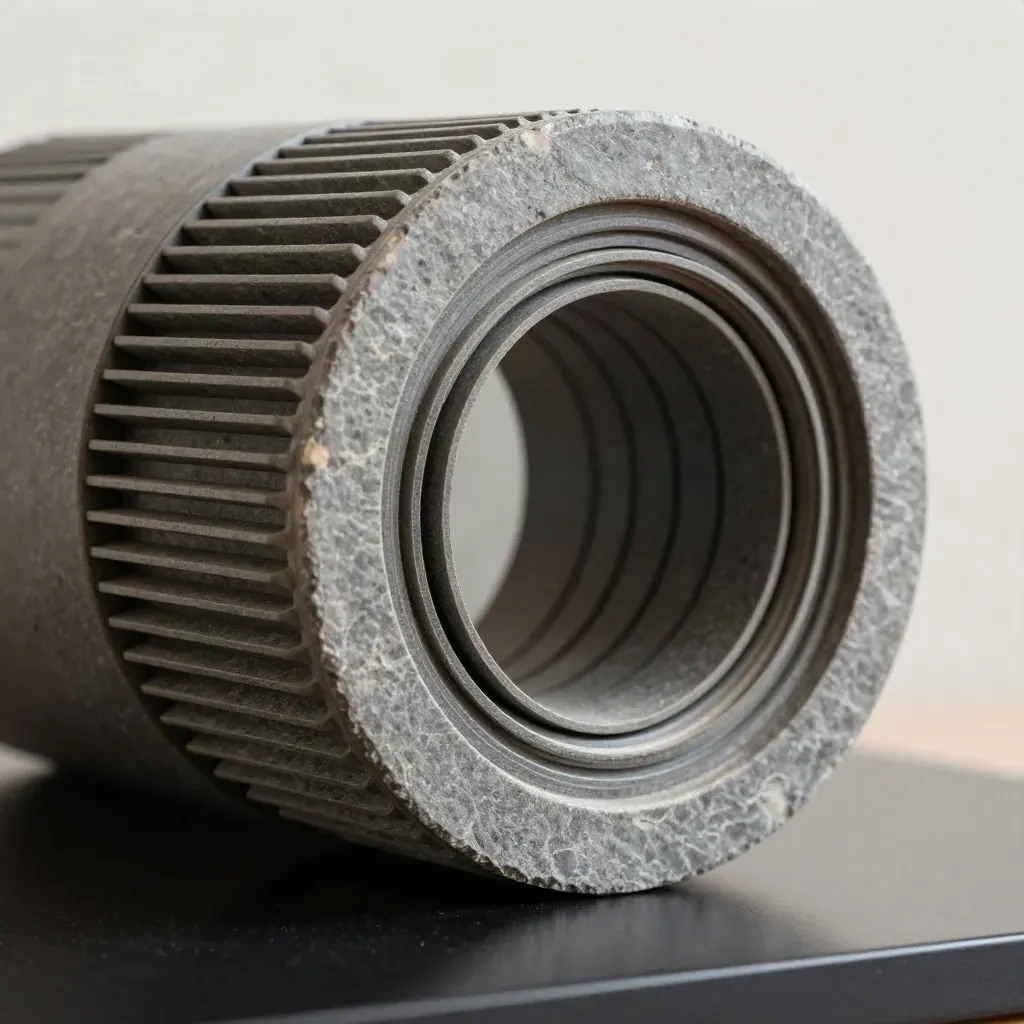Gros plan d’un widget de filtres modulaires gris ardoise sur socle noir, ouvert en cascade.